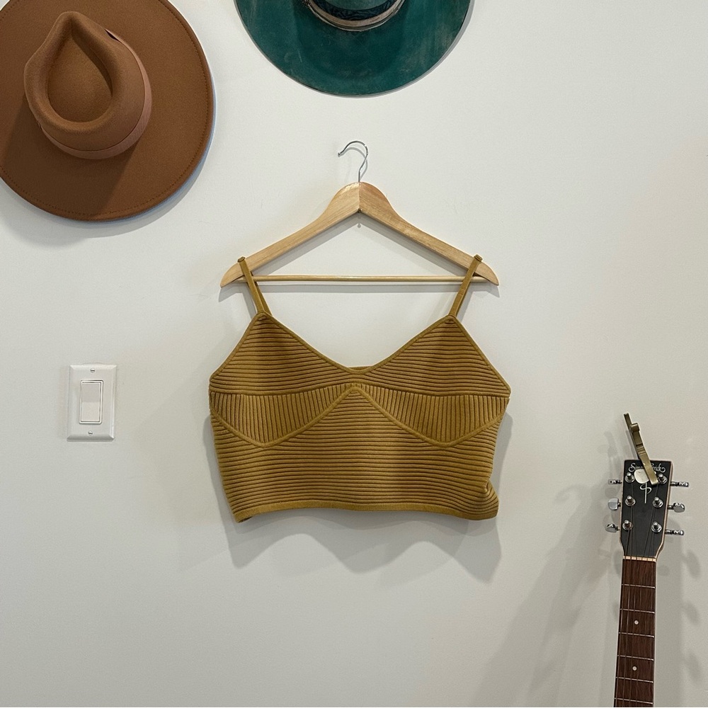 Mustard Ribbed Women's Top